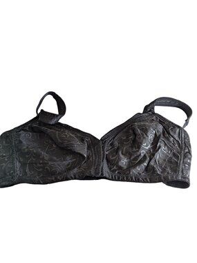 Unbranded Front Hooks Black Bra Size 44D Swirl Pattern Intimate Wireless Goth